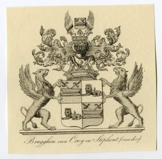 Antique Print-COAT OF ARMS-FAMILY CREST-BRUGGEN VAN CROY-STIPHOUT-Weleveld-1830