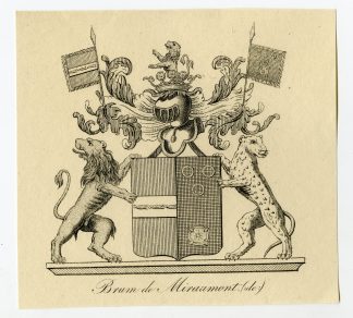 Antique Print-COAT OF ARMS-FAMILY CREST-DE BRUM-DE MIRAUMONT-Weleveld-1830