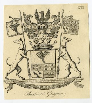 Antique Print-COAT OF ARMS-FAMILY CREST-DU BUS-GISIGNIES-Weleveld-1830