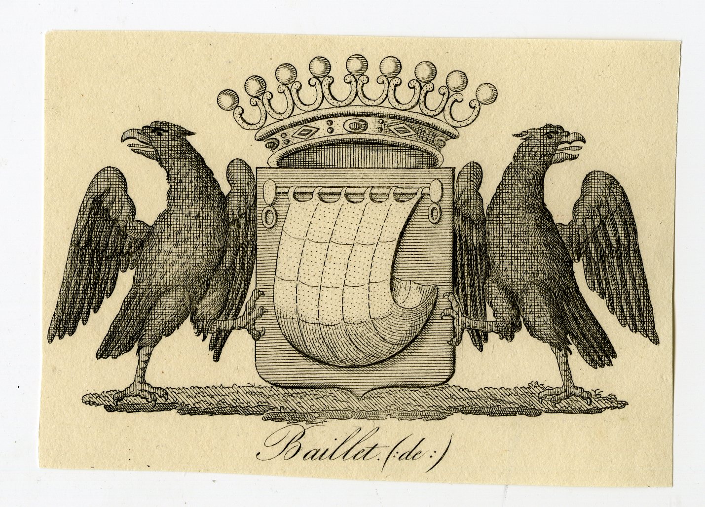 , Antique Print-COAT OF ARMS-FAMILY CREST-DE BAILLET-Weleveld-1830, Pictura Antique Prints