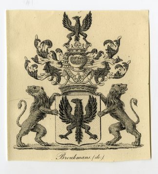 Antique Print-COAT OF ARMS-FAMILY CREST-DE BROUKMANS-Weleveld-1830