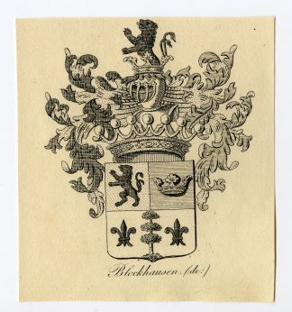 Antique Print-COAT OF ARMS-FAMILY CREST-DE BLOCKHAUSEN-Weleveld-1830
