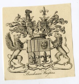 Antique Print-COAT OF ARMS-FAMILY CREST-BARCHMAN-WUIJTIERS-Weleveld-1830