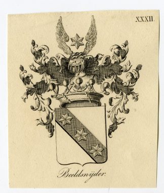 Antique Print-COAT OF ARMS-FAMILY CREST-BEELDSNIJDER-Weleveld-1830