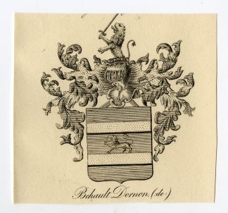 Antique Print-COAT OF ARMS-FAMILY CREST-DE BEHAULT DORNON-Weleveld-1830