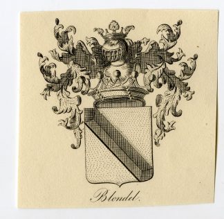 Antique Print-COAT OF ARMS-FAMILY CREST-BLONDEL-Weleveld-1830