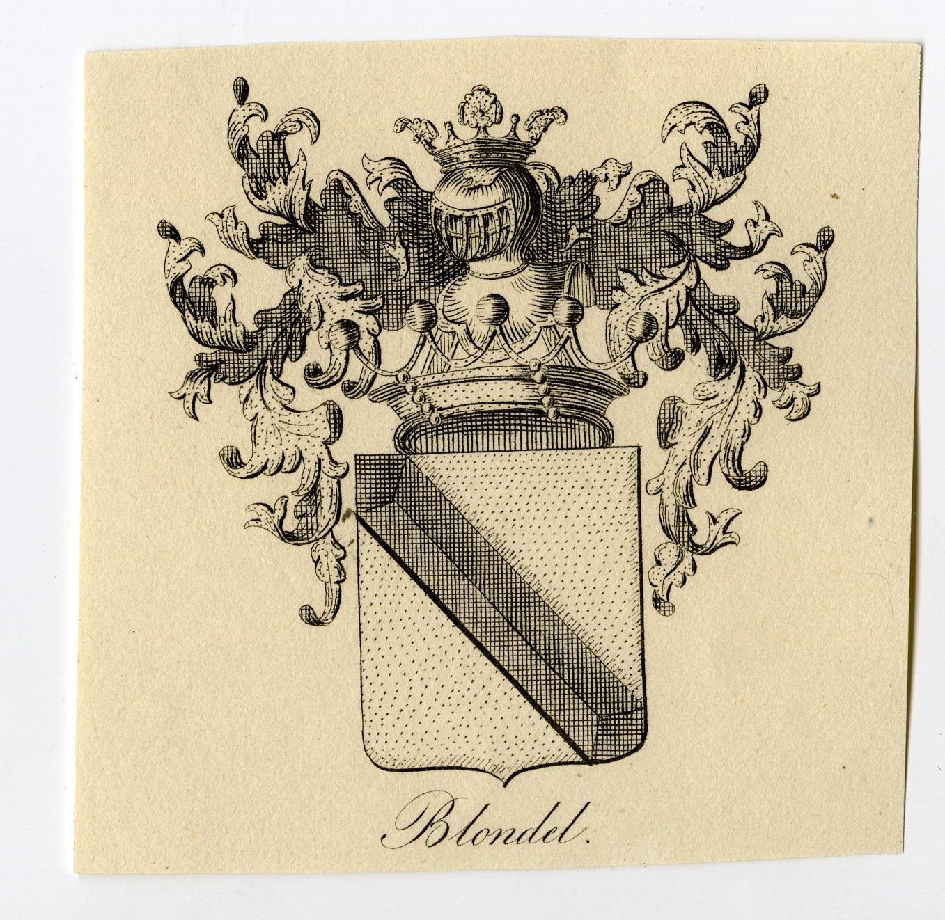 , Antique Print-COAT OF ARMS-FAMILY CREST-BLONDEL-Weleveld-1830, Pictura Antique Prints
