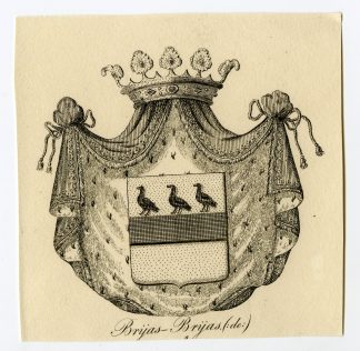 Antique Print-COAT OF ARMS-FAMILY CREST-DE BRIJGS-BRIJAS-Weleveld-1830