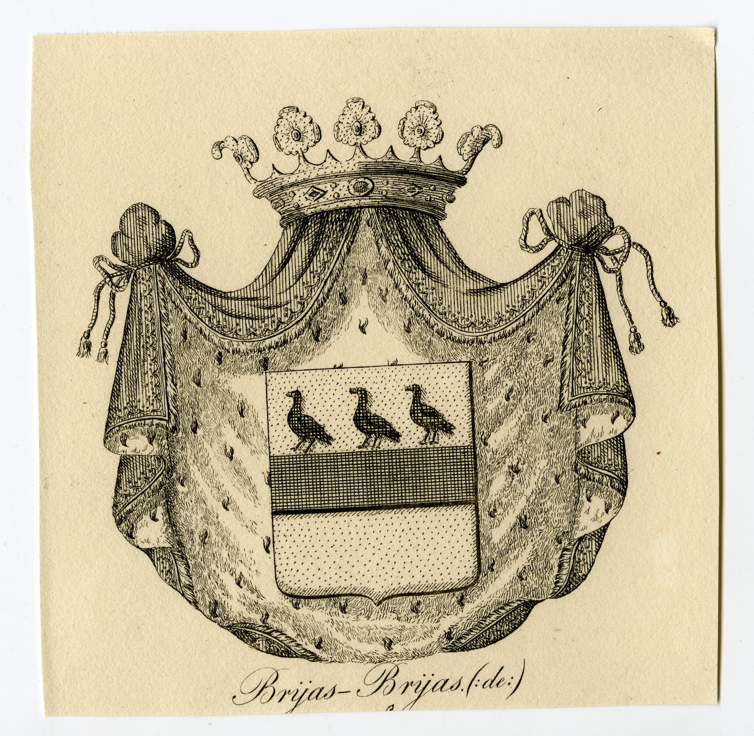 , Antique Print-COAT OF ARMS-FAMILY CREST-DE BRIJGS-BRIJAS-Weleveld-1830, Pictura Antique Prints
