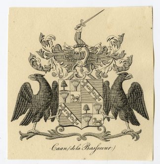 Antique Print-COAT OF ARMS-FAMILY CREST-DE LA BASFECOUR-CAAN-Weleveld-1830