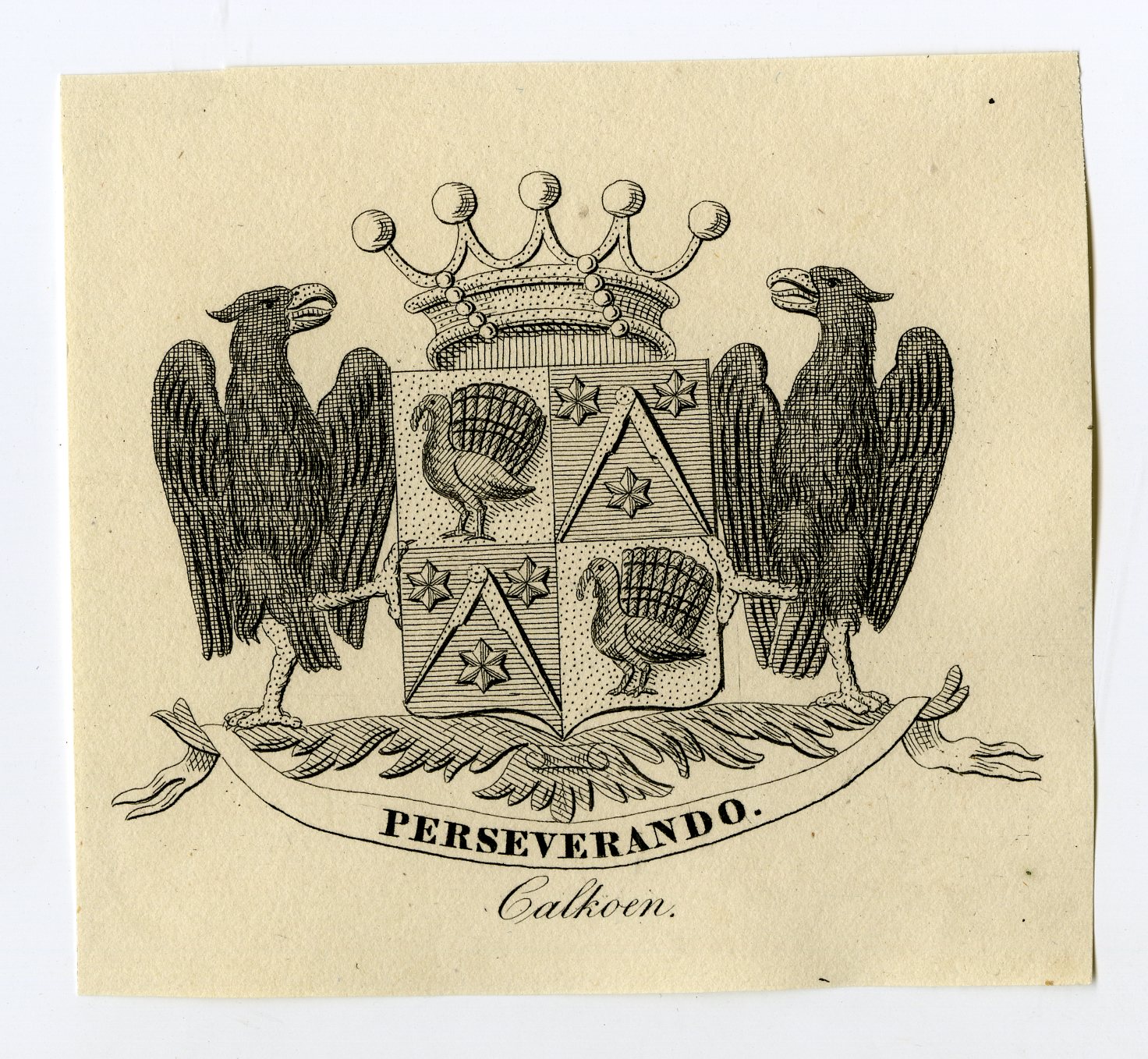 , Antique Print-COAT OF ARMS-FAMILY CREST-CALKOEN-KALKOEN-Weleveld-1830, Pictura Antique Prints