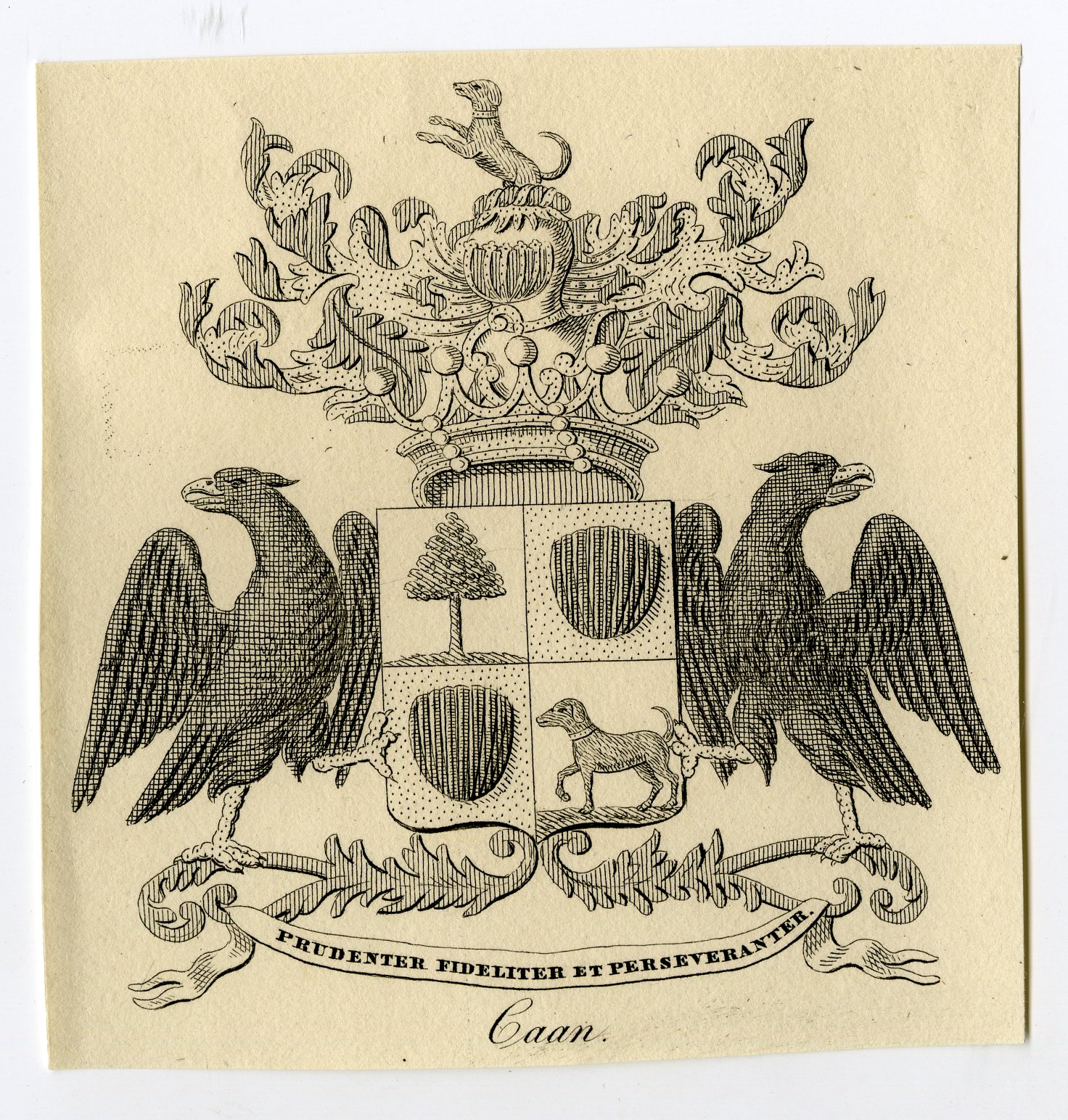 , Antique Print-COAT OF ARMS-FAMILY CREST-CAAN-Weleveld-1830, Pictura Antique Prints