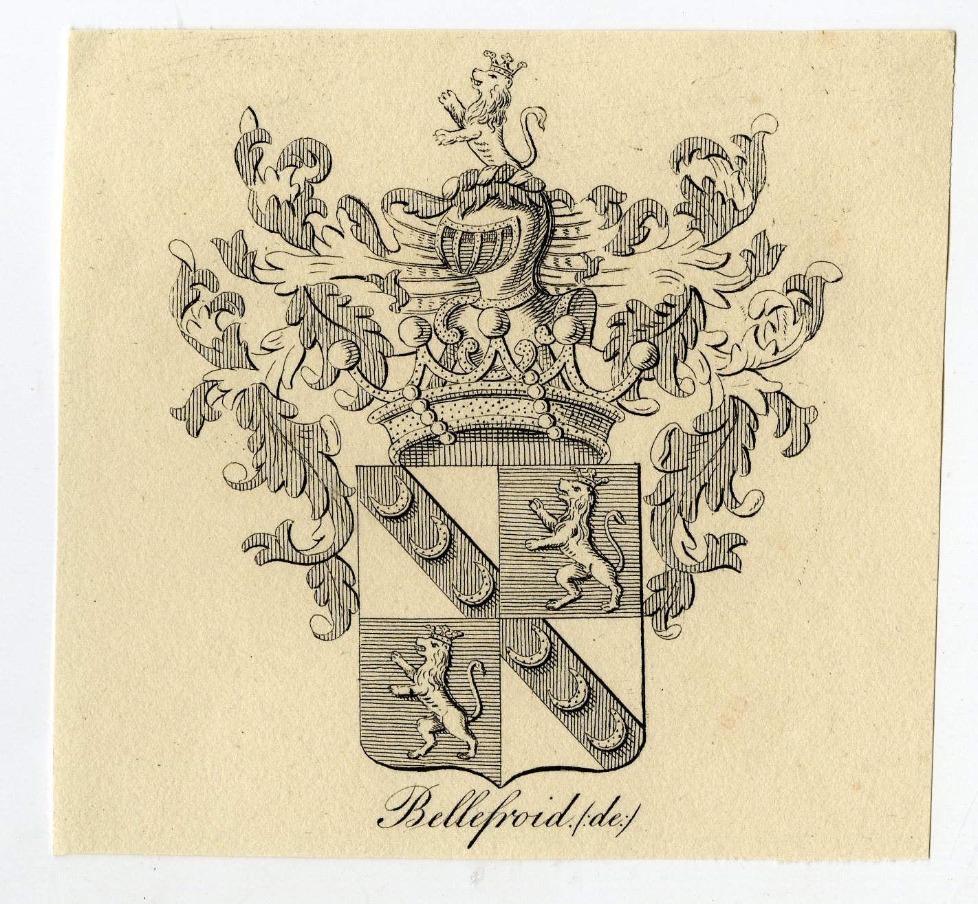 , Antique Print-COAT OF ARMS-FAMILY CREST-DE BELLEFROID-Weleveld-1830, Pictura Antique Prints