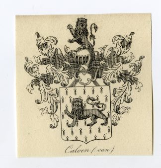Antique Print-COAT OF ARMS-FAMILY CREST-VAN CALOEN -Weleveld-1830