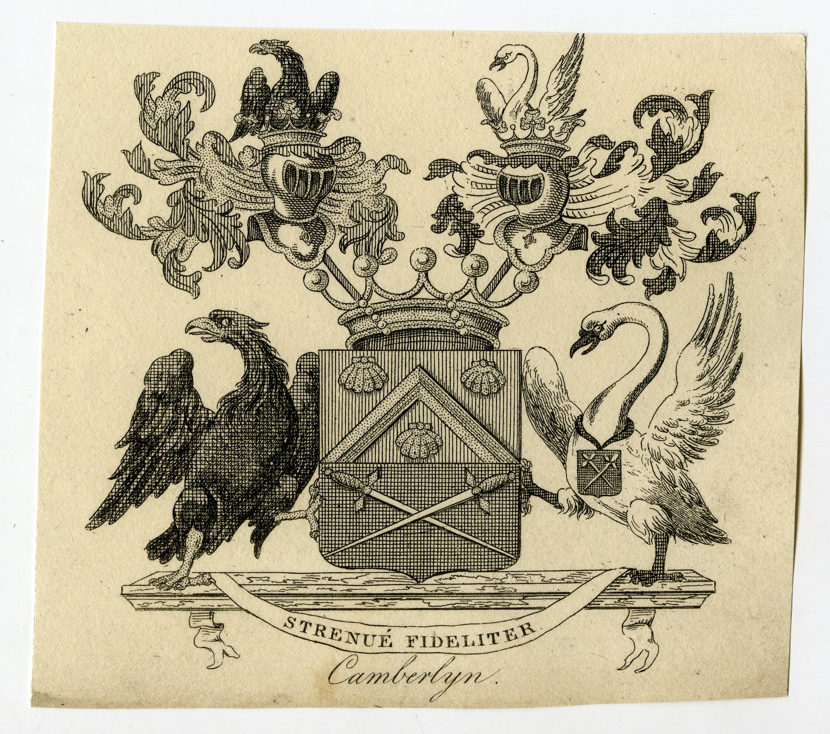 , Antique Print-COAT OF ARMS-FAMILY CREST-CAMBERLYN-CAMBERLIJN-Weleveld-1830, Pictura Antique Prints