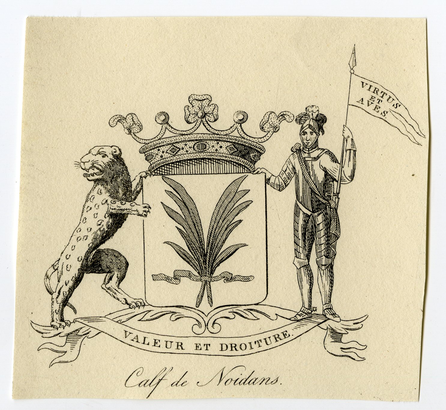 , Antique Print-COAT OF ARMS-FAMILY CREST-CALF DE NOIDANS-Weleveld-1830, Pictura Antique Prints