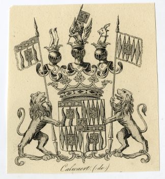 Antique Print-COAT OF ARMS-FAMILY CREST-DE CALWAERT-Weleveld-1830