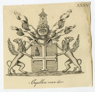 Antique Print-COAT OF ARMS-FAMILY CREST-VAN DER CAPELLEN-Weleveld-1830