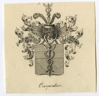 Antique Print-COAT OF ARMS-FAMILY CREST-CARPENTIER-CARPENTER-Weleveld-1830