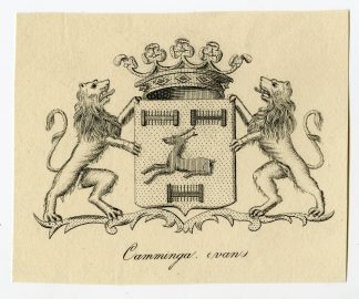 Antique Print-COAT OF ARMS-FAMILY CREST-VAN CAMMINGA-Weleveld-1830