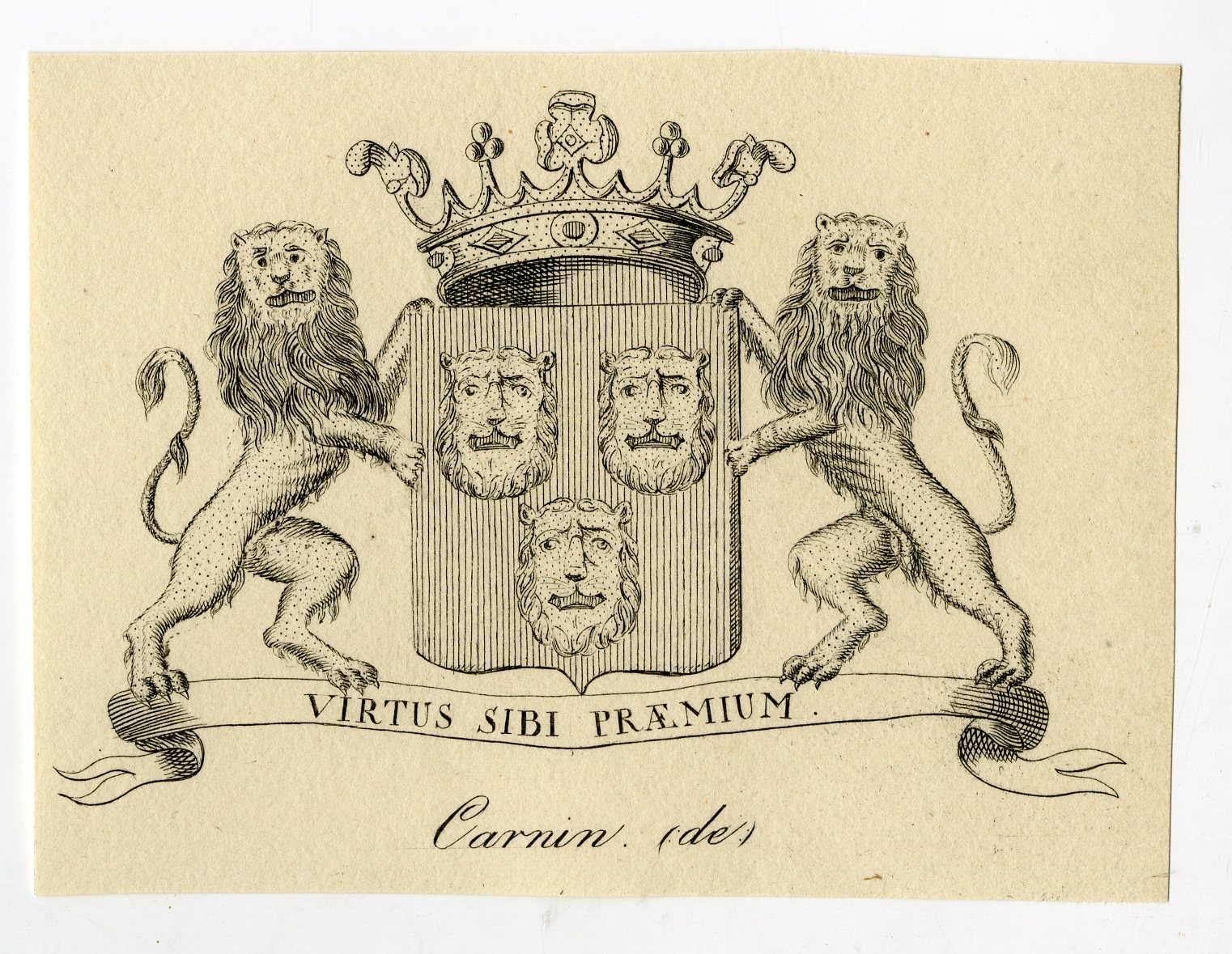 , Antique Print-COAT OF ARMS-FAMILY CREST-DE CARNIN-Weleveld-1830, Pictura Antique Prints