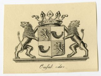 Antique Print-COAT OF ARMS-FAMILY CREST-DE CASFAL-Weleveld-1830