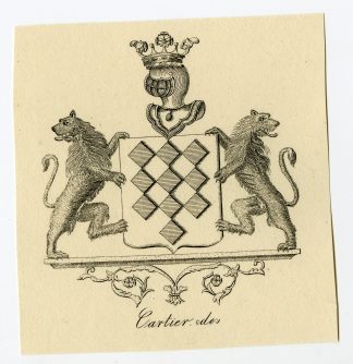 Antique Print-COAT OF ARMS-FAMILY CREST-DE CARTIER-Weleveld-1830