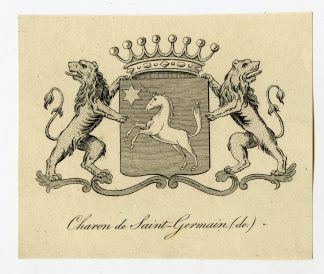 Antique Print-COAT OF ARMS-FAMILY CREST-DE CHARON-DE SAINT-GERMAIN-Weleveld-1830