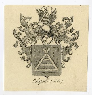 Antique Print-COAT OF ARMS-FAMILY CREST-DE LA CHAPELLE-Weleveld-1830