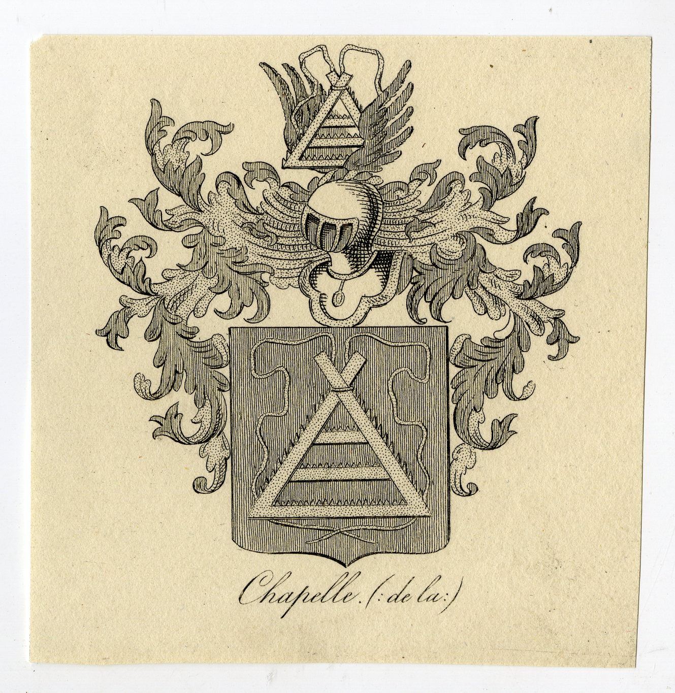, Antique Print-COAT OF ARMS-FAMILY CREST-DE LA CHAPELLE-Weleveld-1830, Pictura Antique Prints