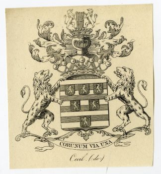 Antique Print-COAT OF ARMS-FAMILY CREST-DE CECIL-Weleveld-1830