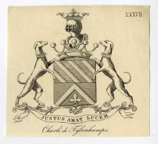 Antique Print-COAT OF ARMS-FAMILY CREST-CHARLE DE TIJBERCHAMPS-Weleveld-1830