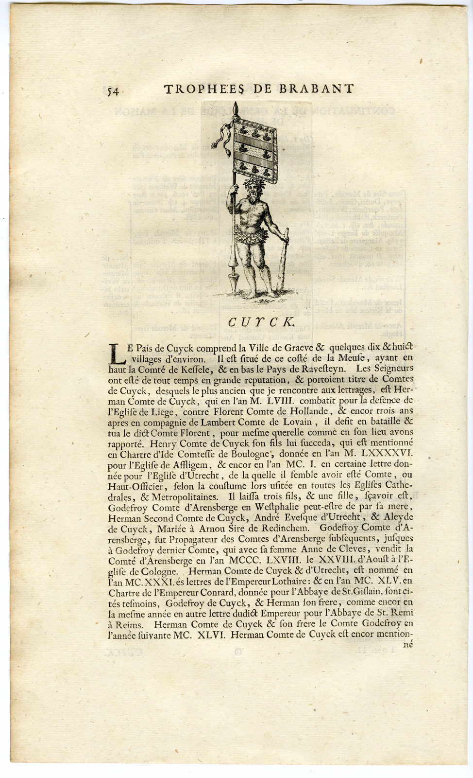 , Antique Print-COAT OF ARMS-GENEOLOGY-COUNTS OF CUYK-Butkens-1724, Pictura Antique Prints