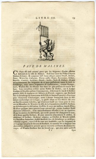 Antique Print-COAT OF ARMS-MECHELEN-MALINES-BERTHOUT-Butkens-1724