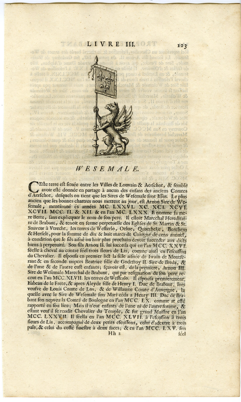 , Antique Print-COAT OF ARMS-WESEMALE-WESEMAEL-Butkens-1724, Pictura Antique Prints