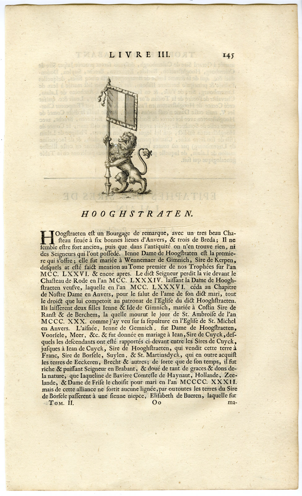 , Antique Print-COAT OF ARMS-HOOGSTRATEN-BORSELE-Butkens-1724, Pictura Antique Prints