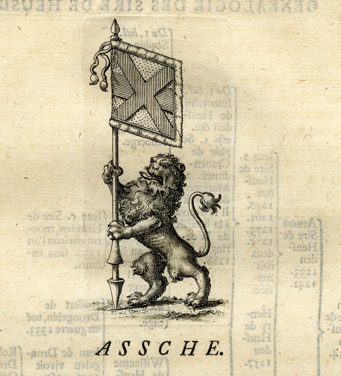 , Antique Print-COAT OF ARMS-ASSCHE-ASSE-GENEALOGY-Butkens-1724, Pictura Antique Prints