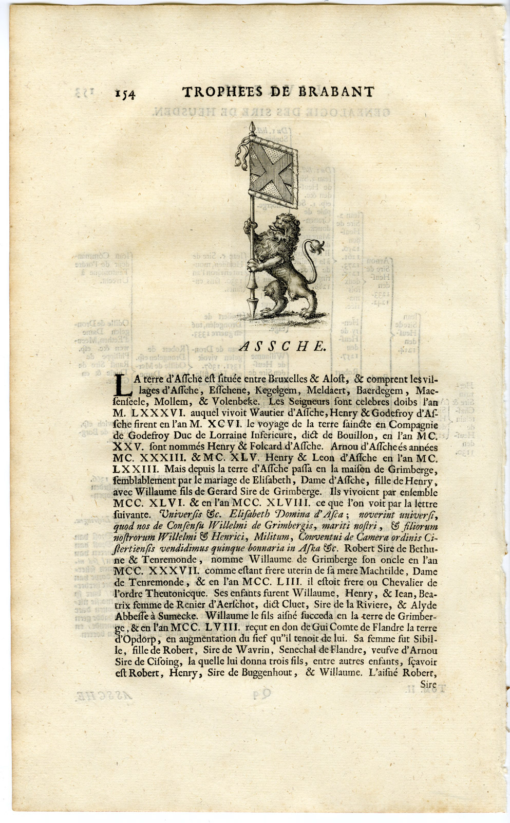 , Antique Print-COAT OF ARMS-ASSCHE-ASSE-GENEALOGY-Butkens-1724, Pictura Antique Prints