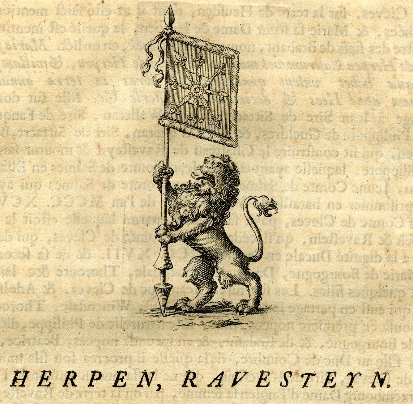 , Antique Print-COAT OF ARMS-RAVENSTEIN-HERPEN-KLEVE-Butkens-1724, Pictura Antique Prints