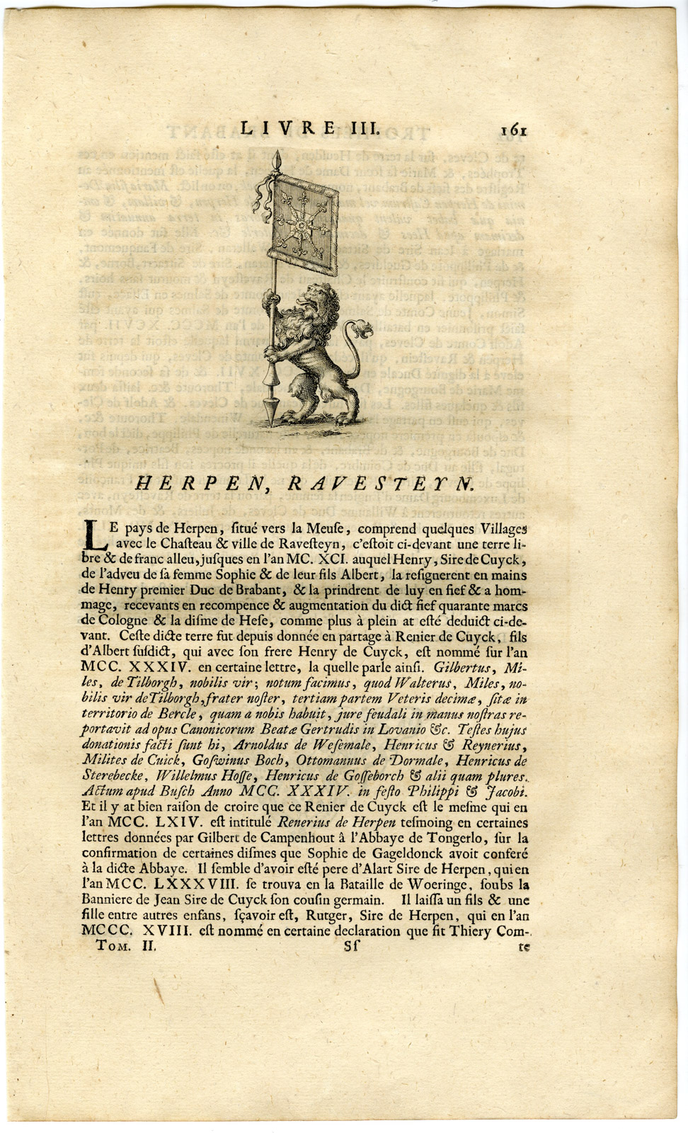 , Antique Print-COAT OF ARMS-RAVENSTEIN-HERPEN-KLEVE-Butkens-1724, Pictura Antique Prints