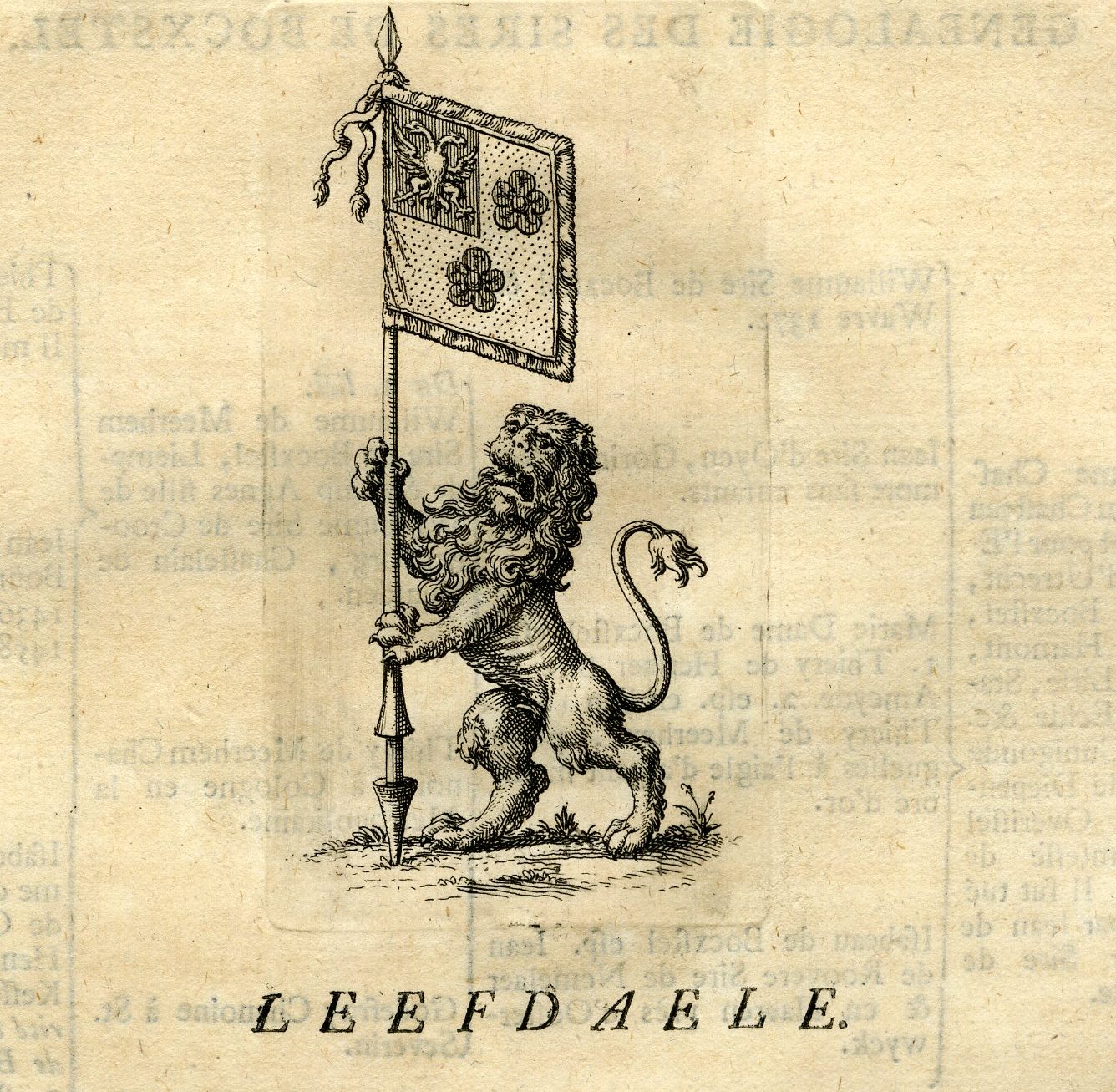 , Antique Print-COAT OF ARMS-LEEFDAELE-LEEFDAAL-BOCXTEL-BOXTEL-Butkens-1724, Pictura Antique Prints