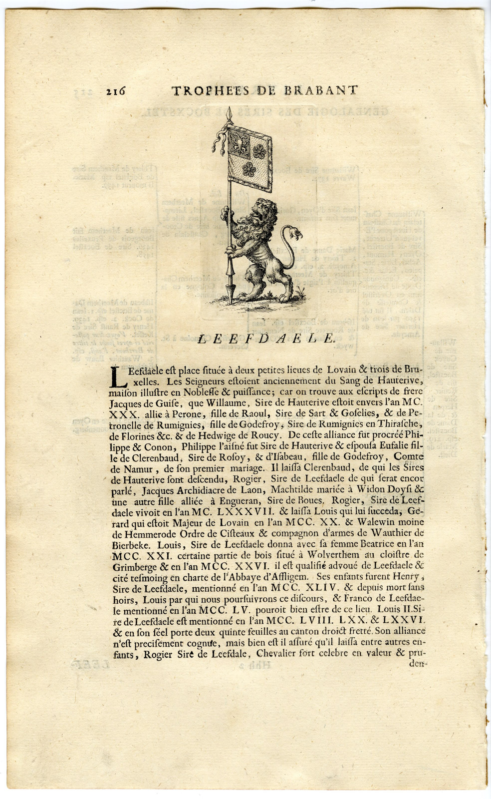 , Antique Print-COAT OF ARMS-LEEFDAELE-LEEFDAAL-BOCXTEL-BOXTEL-Butkens-1724, Pictura Antique Prints