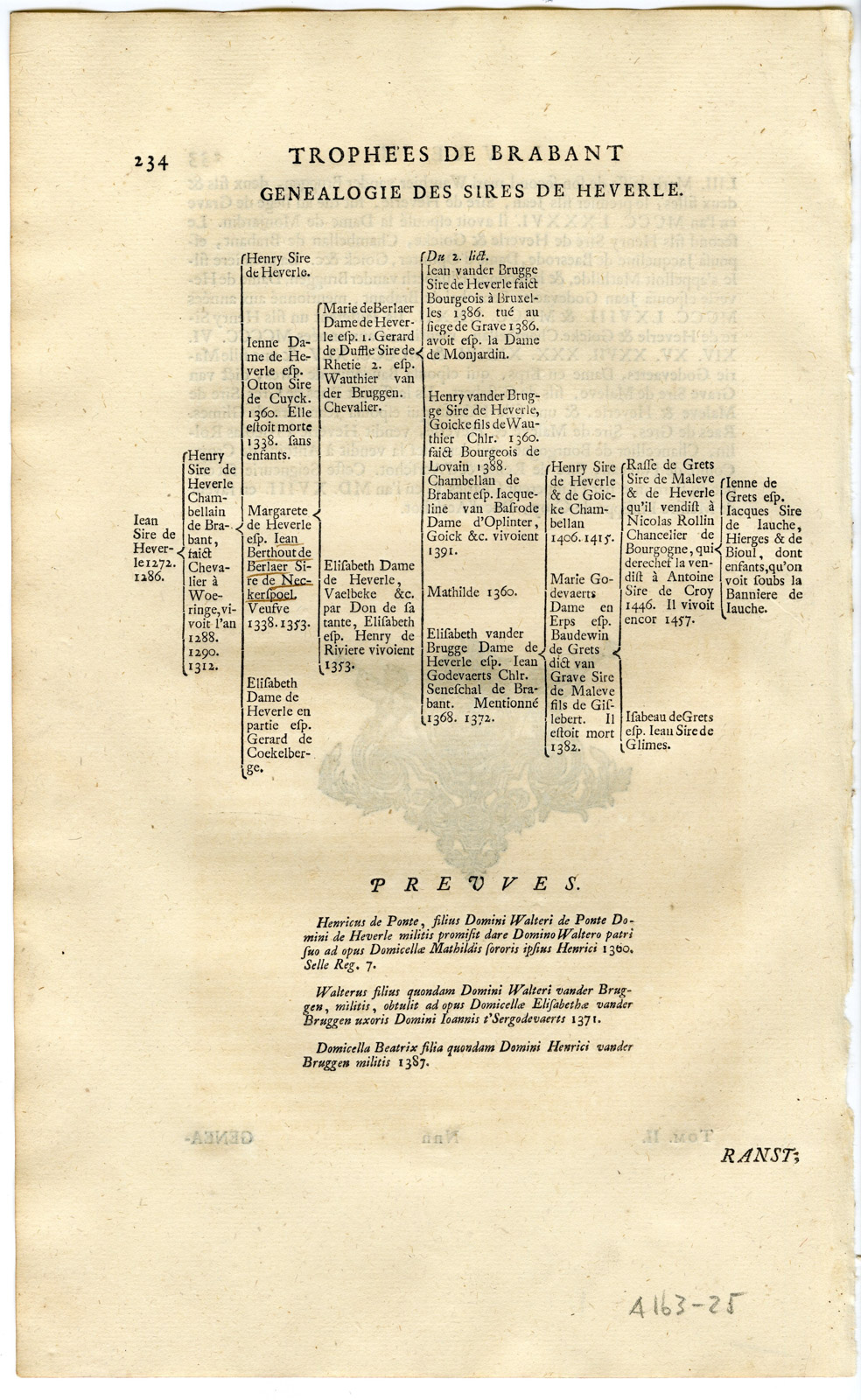 Pco 15767 416x676 Antique Print-COAT OF ARMS-HEVERLE-HEVERLEE-Butkens-1724 - Image 3