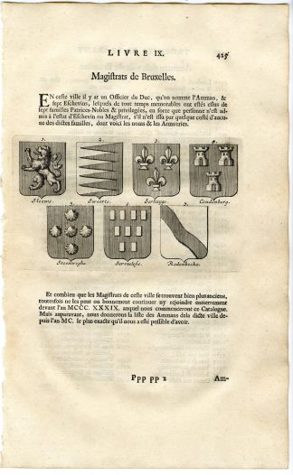Antique Print-COAT OF ARMS-MAGISTRATES OF BRUXELLES-Butkens-1724