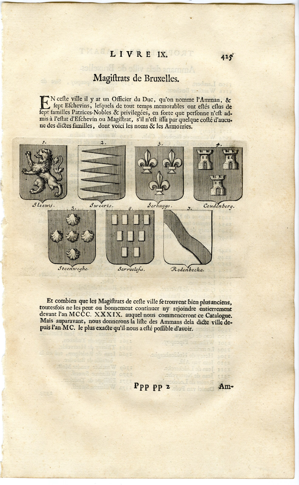 , Antique Print-COAT OF ARMS-MAGISTRATES OF BRUXELLES-Butkens-1724, Pictura Antique Prints