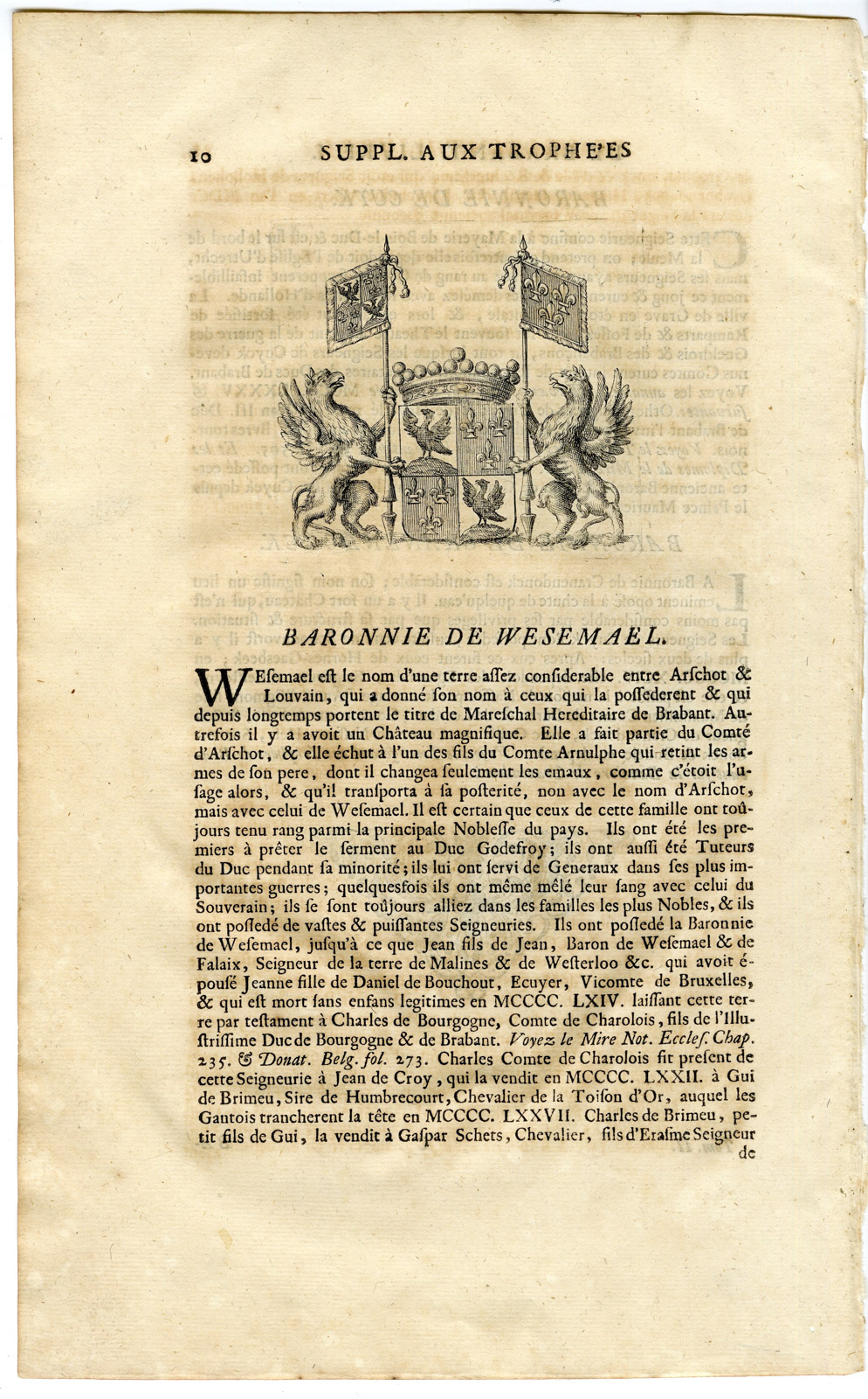 Pco 15791 416x670 Antique Print-COAT OF ARMS-BARONY DE WESEMAEL-CUYK-CRANENDONCK-Butkens-1724 - Image 2