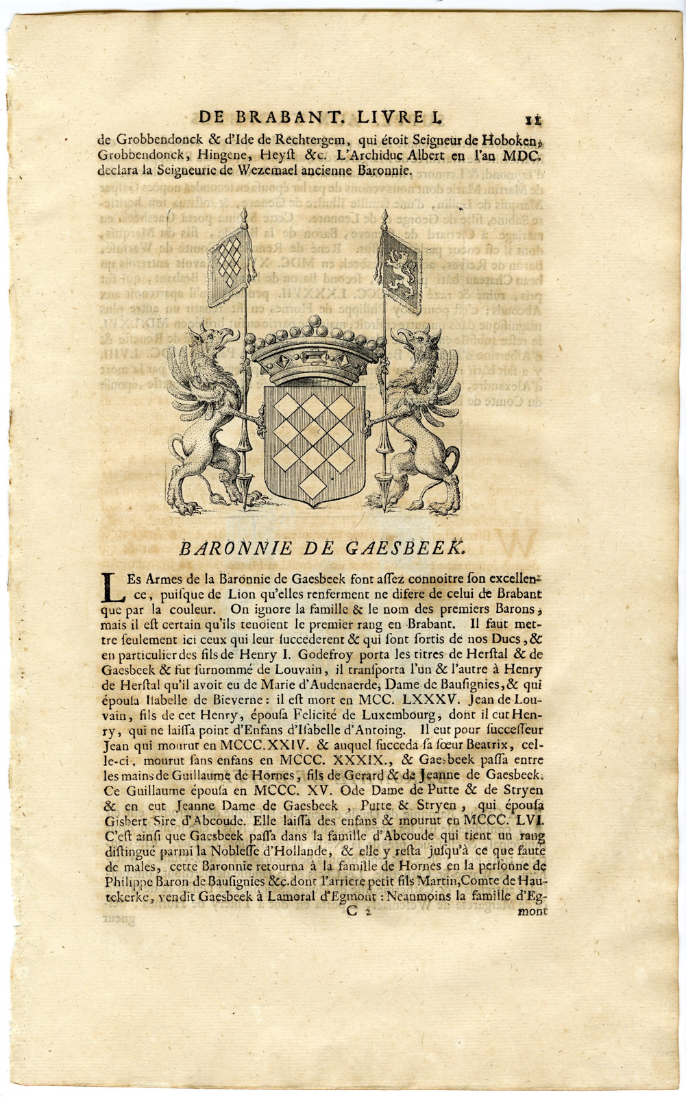 , Antique Print-COAT OF ARMS-BARONY DE DUFFLE-GAESBEEK-MERODE-Butkens-1724, Pictura Antique Prints