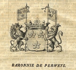 Antique Print-COAT OF ARMS-BARONY DE PERWEYS-Butkens-1724