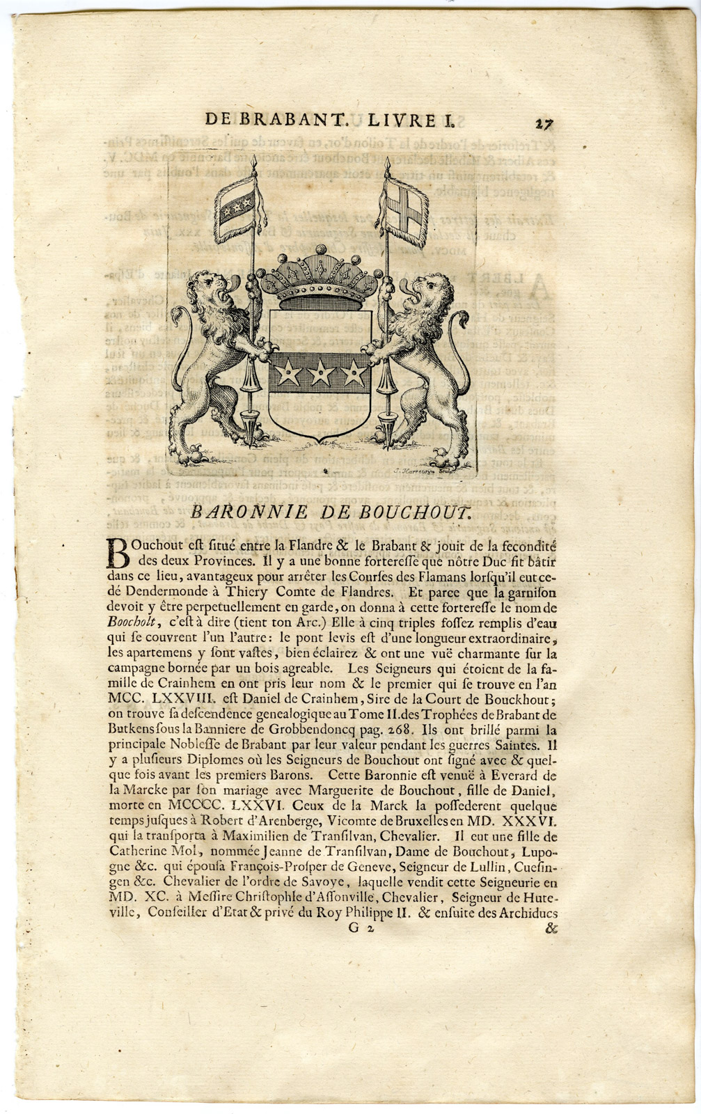 , Antique Print-COAT OF ARMS-BARONY OF BOUCHOUT-BOECHOUT-Butkens-1724, Pictura Antique Prints