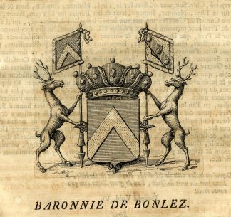 Antique Print-COAT OF ARMS-BARONY OF BONLEZ-CHAUMONT GISTOUX-Butkens-1724